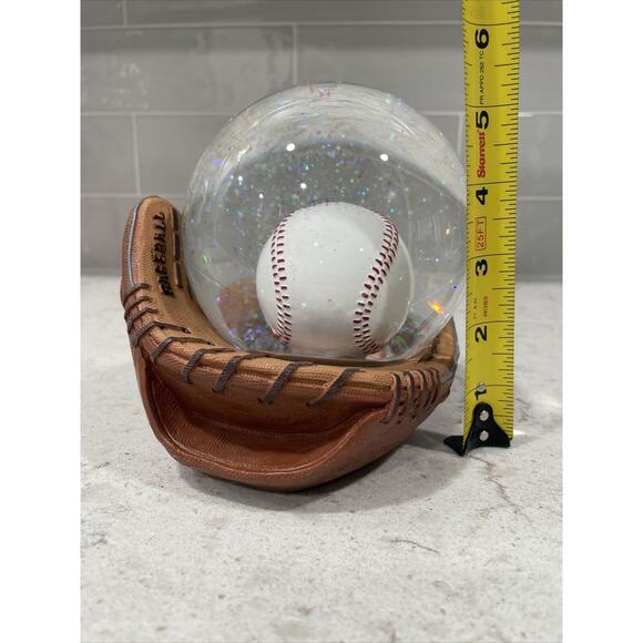 BASEBALL Glove Snow Globe Desk Accessory Weight NEW Sports Theme Padded Bottom - Picture 10 of 11